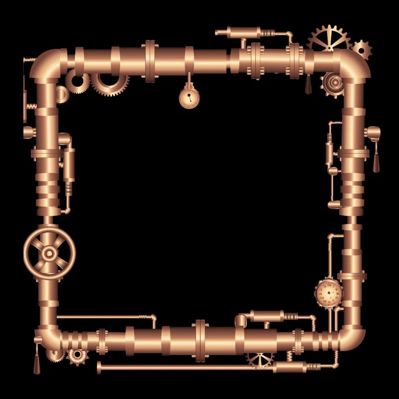 Steampunk frame in steam engine look