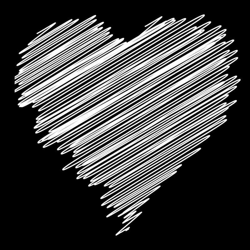 White scribble love heart