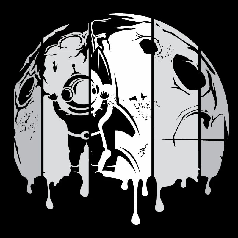 lune astronaute fusée spatiale graffiti logo rétro