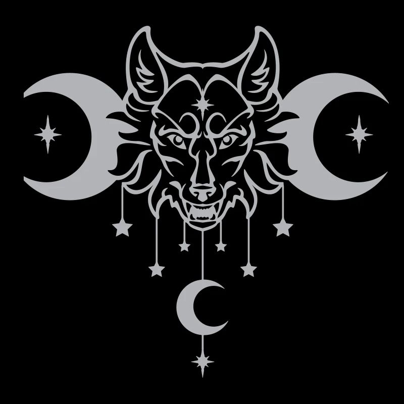 Wicca Moon Wolf - Customizable Color