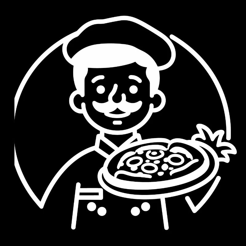 Pizzabäcker Line Art