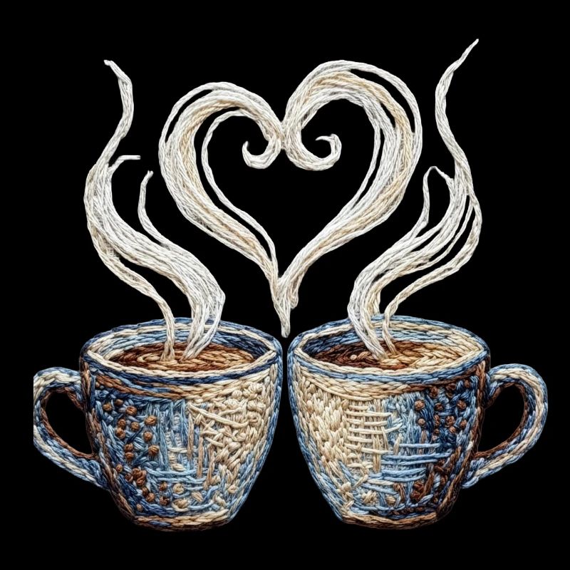 Coffee date Valentine embroidered look (printed)