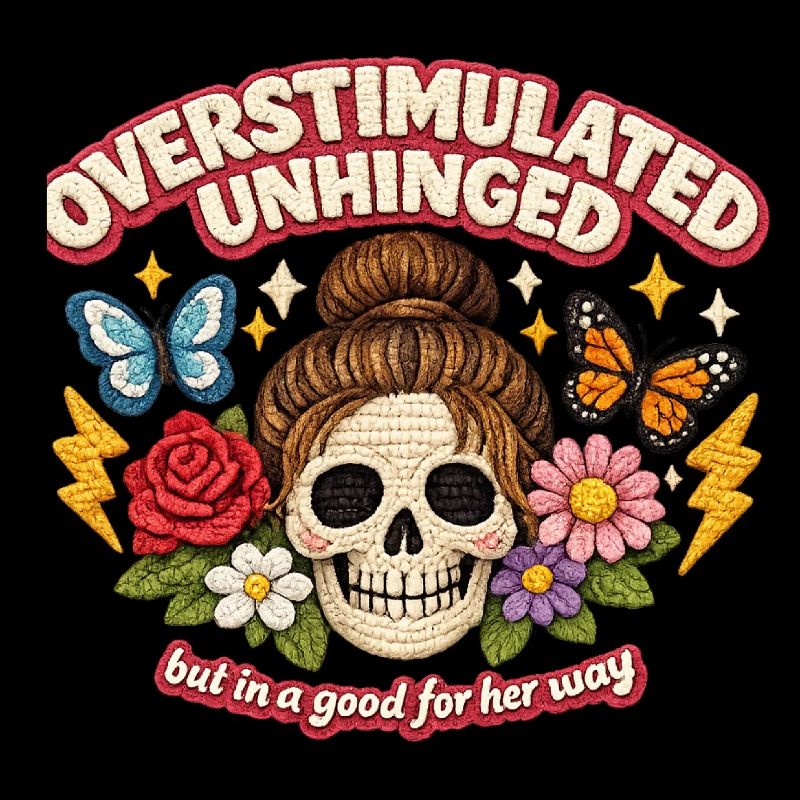 Überstimulierter Schädel mit Blumen Patch