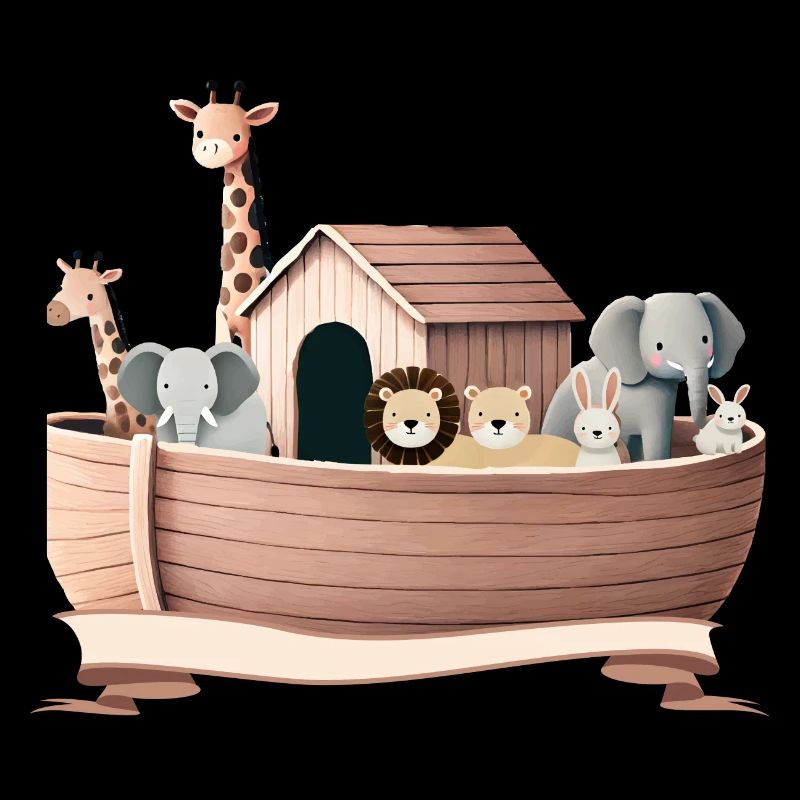 Niedliche Tierillustration – Arche Noah mit Tieren