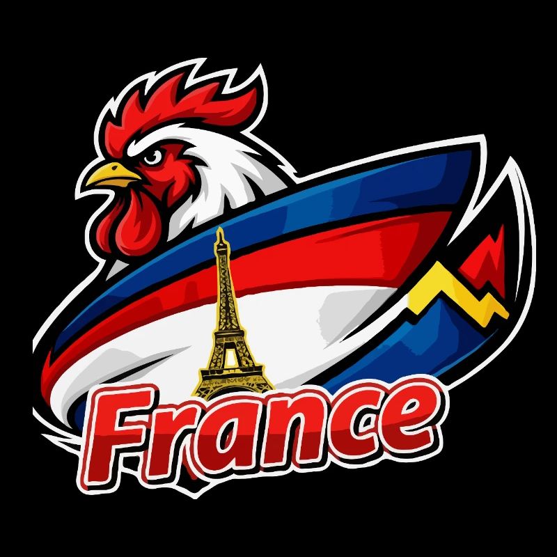 Französischer Hahn mit Eiffelturmflagge