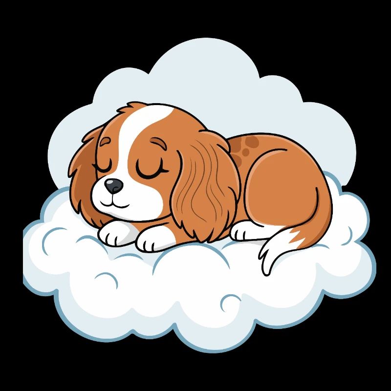 Chiot rêveur sur nuage