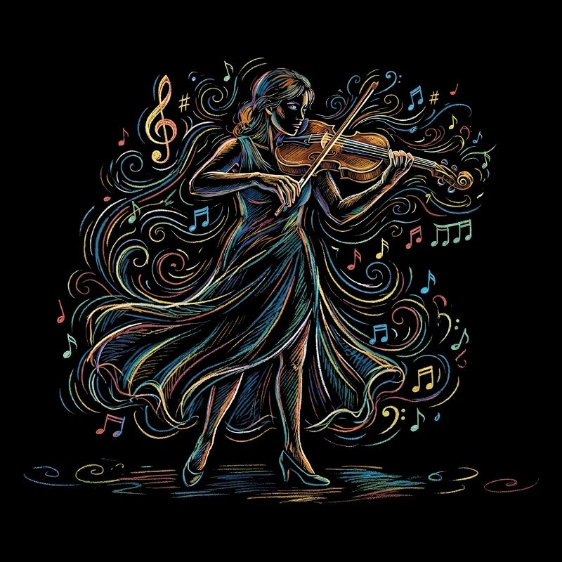 Violoniste jouant du violon Art de dessin