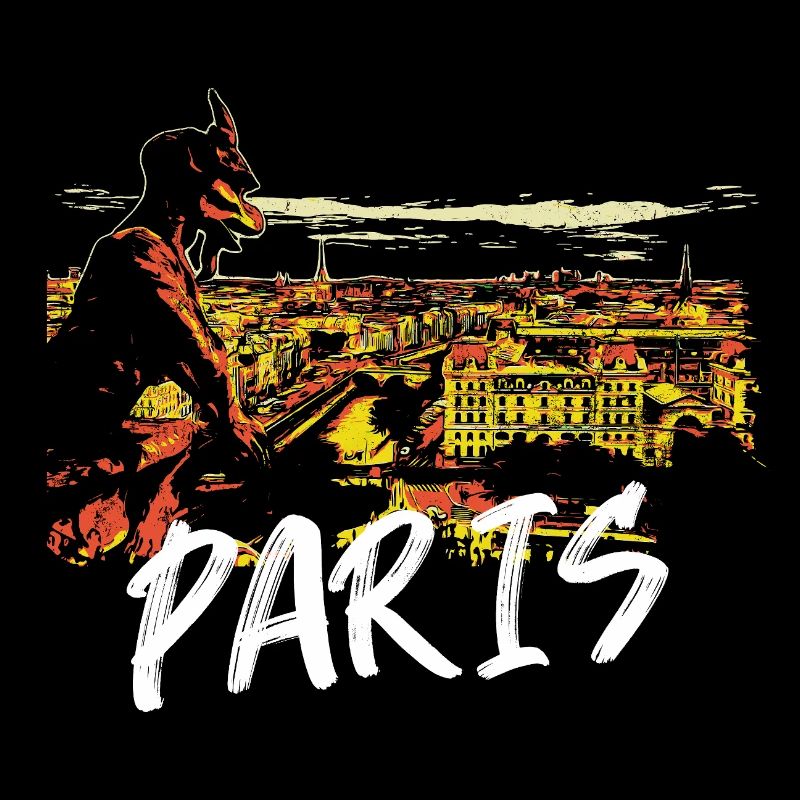Paris Illustration with Gargoyle