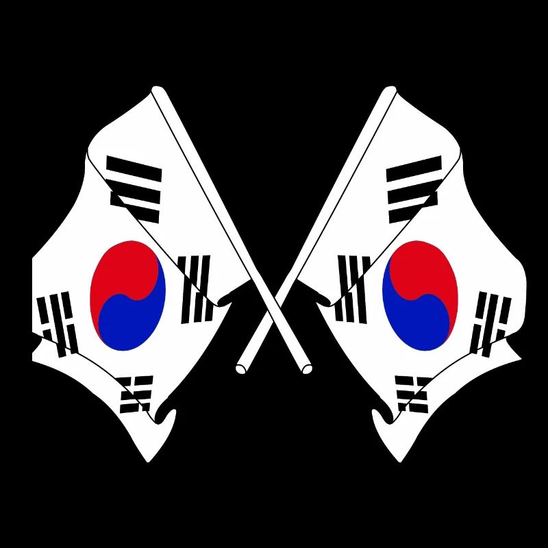Deux drapeaux croisés de la Corée du Sud