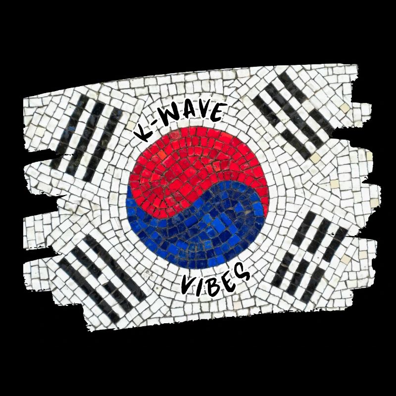 K-Wave Vibes Corée Drapeau Mosaïque Design