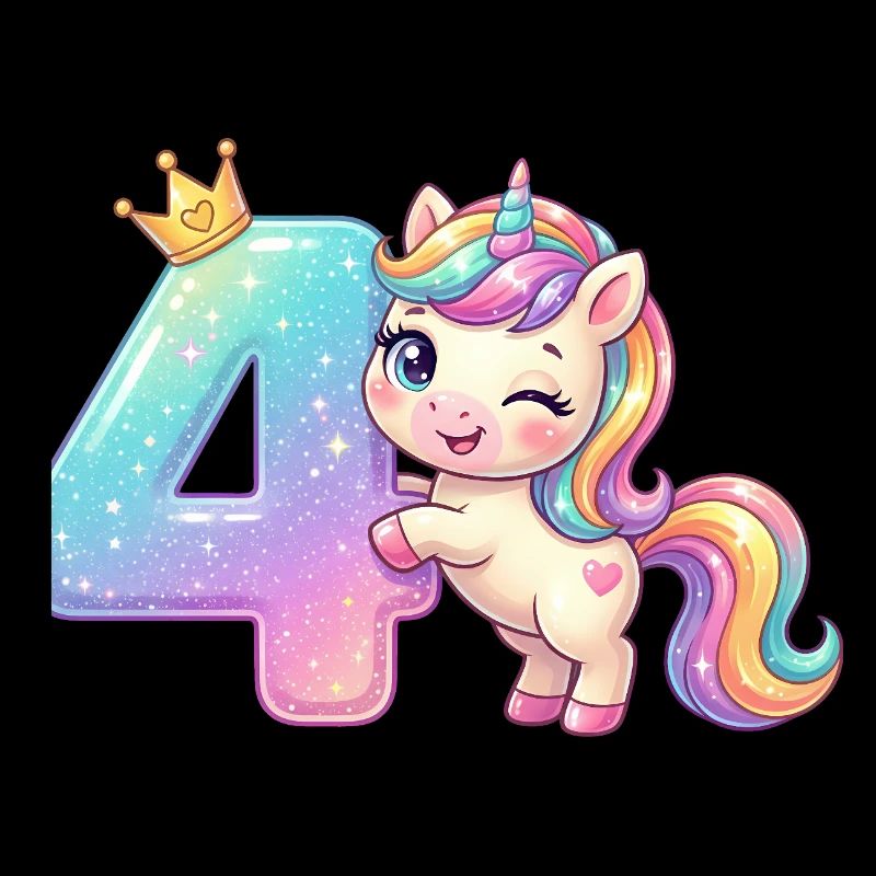 Ich bin 4 Kawaii Einhorn Mädchen Geburtstag