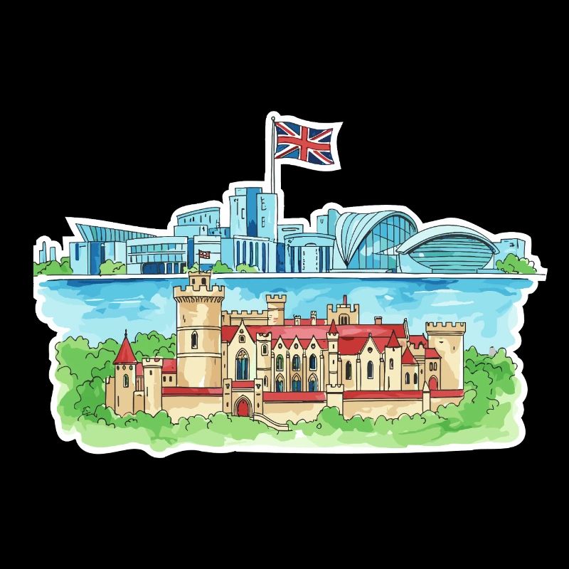 Cardiff Skyline Castle Millennium Centre Wales Kunst