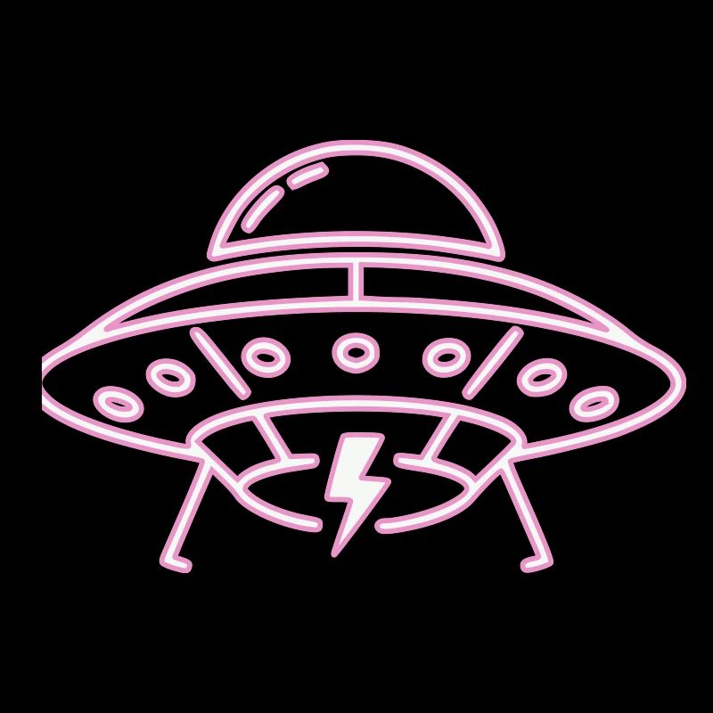 UFO Neon Pink Lightning Party Techno Vector