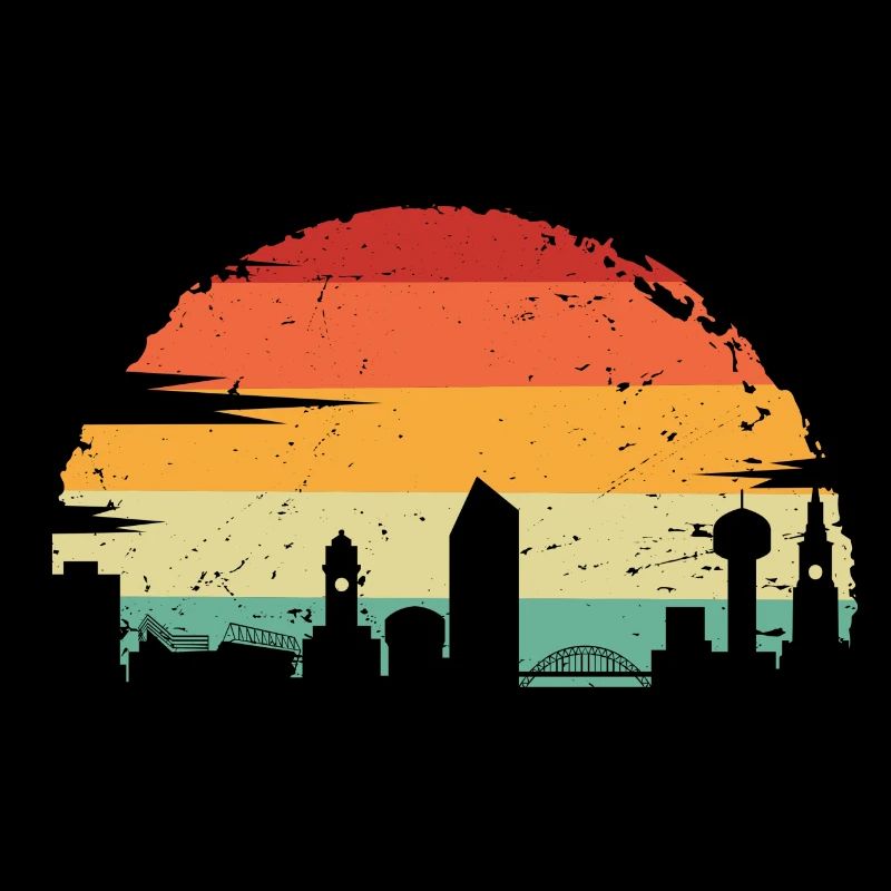 Sunset City Regenbogen-Silhouette