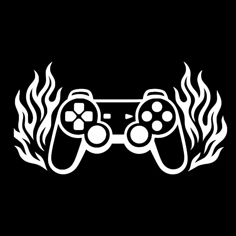 Flames controller, burning gamepad graphics