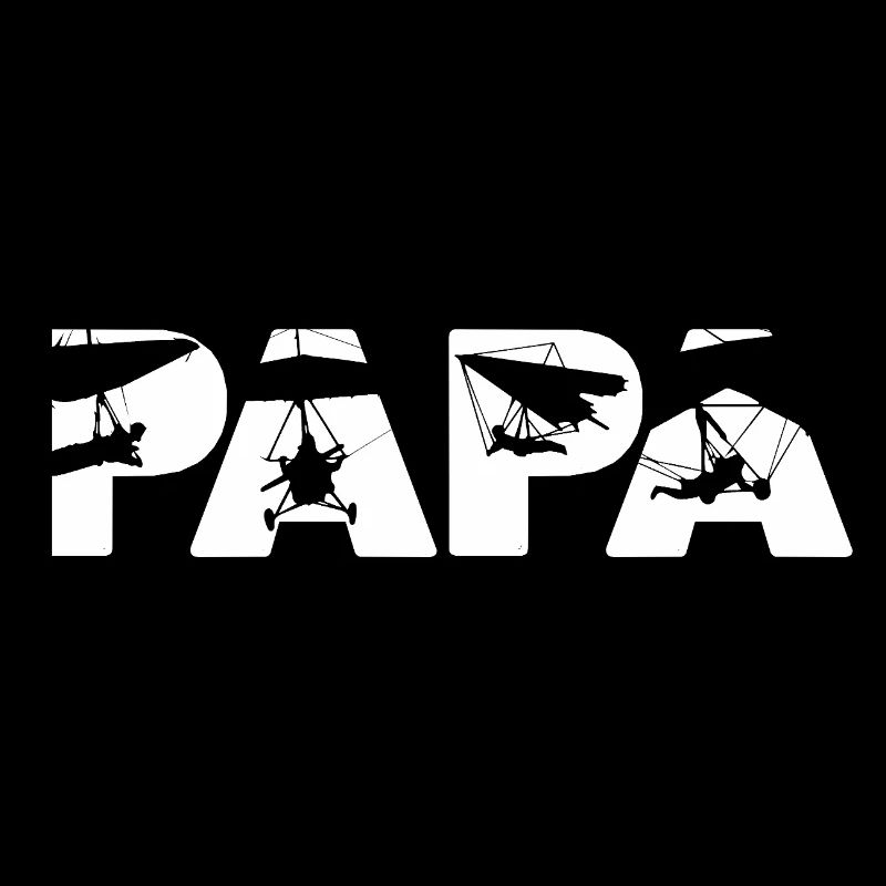 Papa Hang Glider Pilot Musical Silhouette Slogan