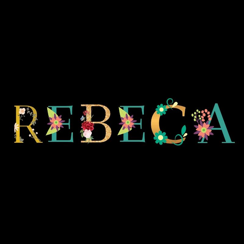 Le nom REBECA est décoré de fleurs