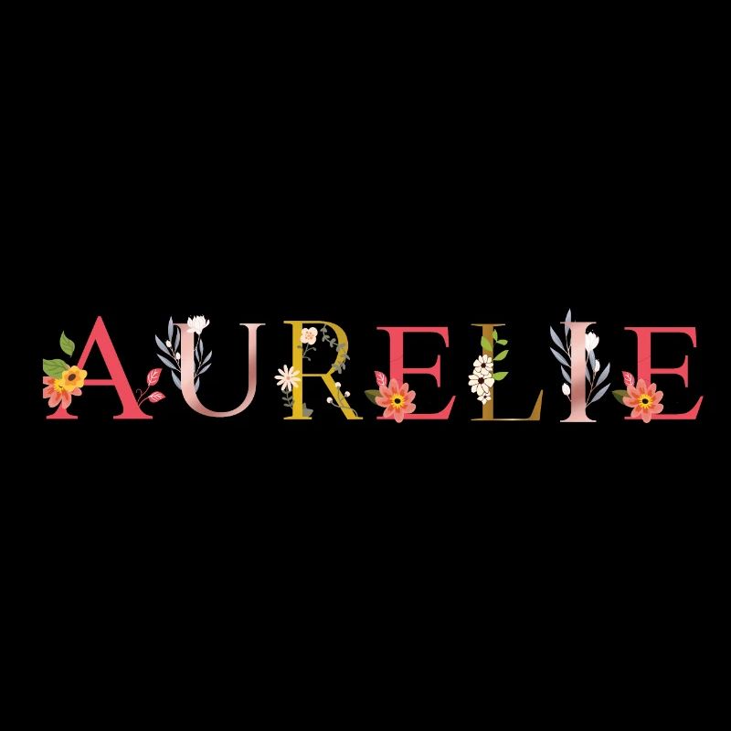 AURELIE Name mit Blumen geschmückt
