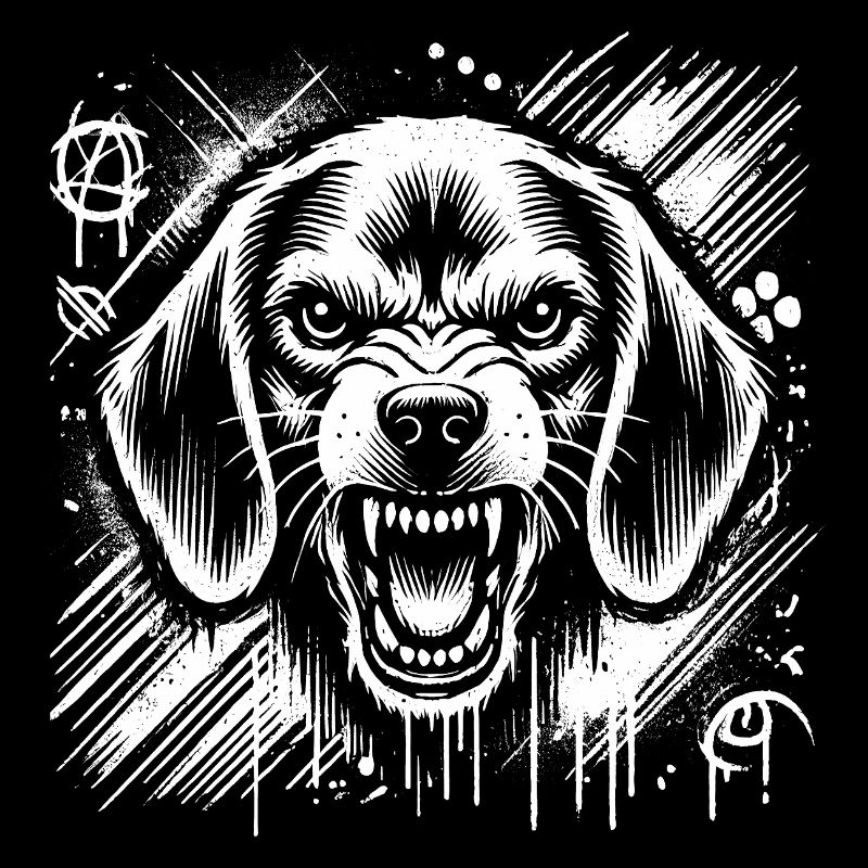 Aggressiver Beagle als im coolen Graffiti Stil