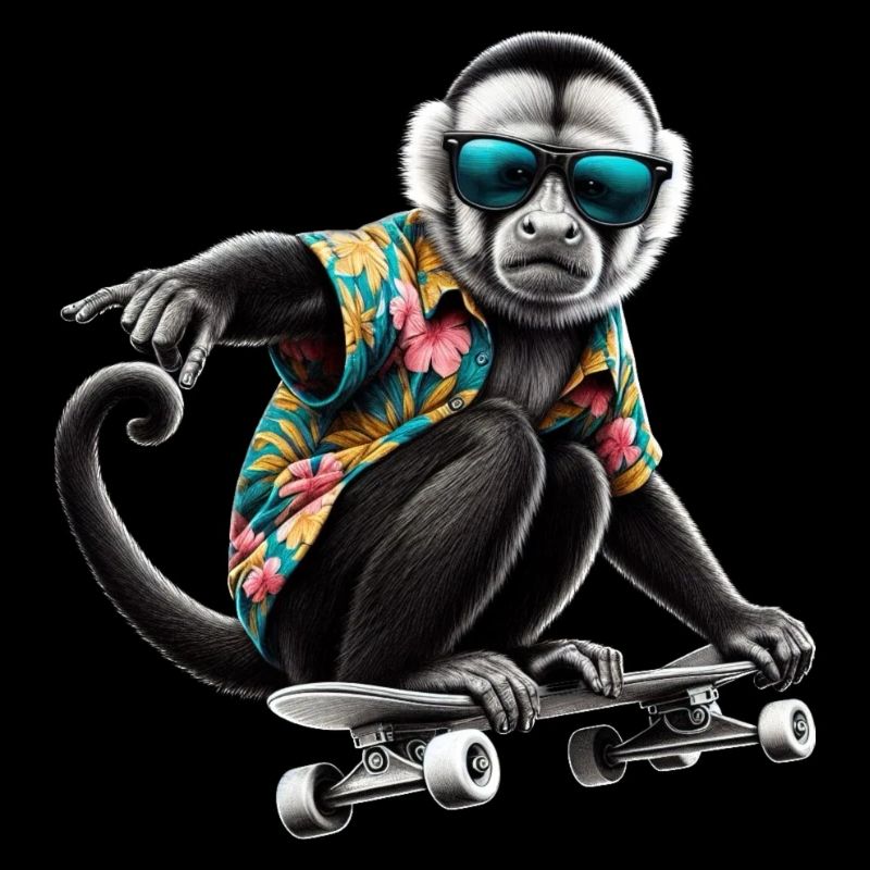 Un singe cool sur une planche à roulettes