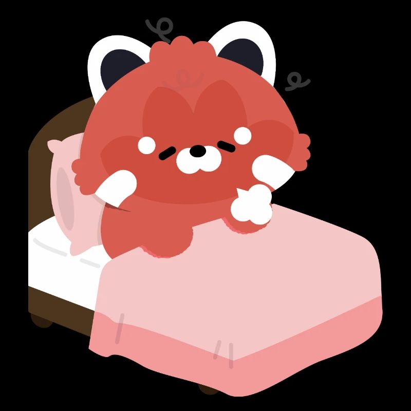 Tired Red Panda on Bed