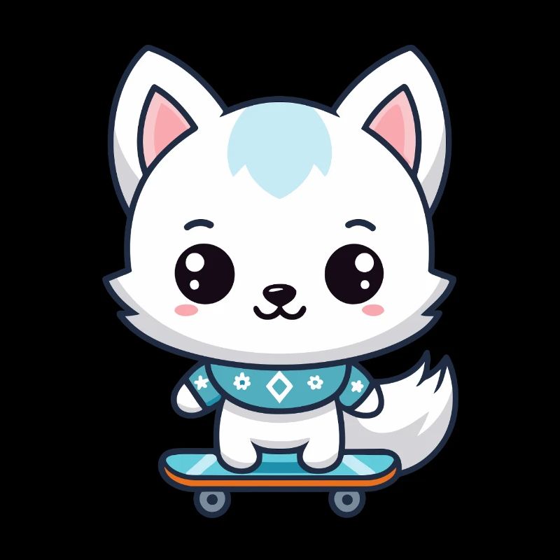 Petit Renard Skateboard Bleu