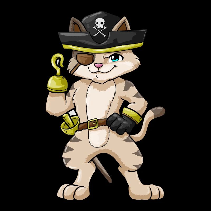Chat comme un pirate avec un poignard et un sabre