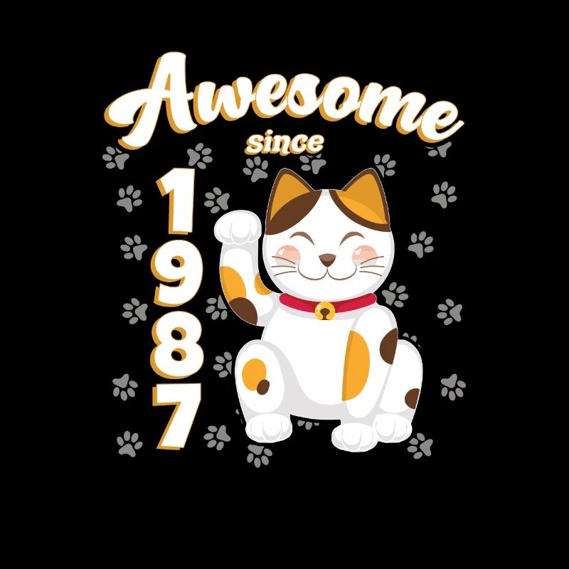 1987 Geburtstag Awesome since Katze Maneki neko
