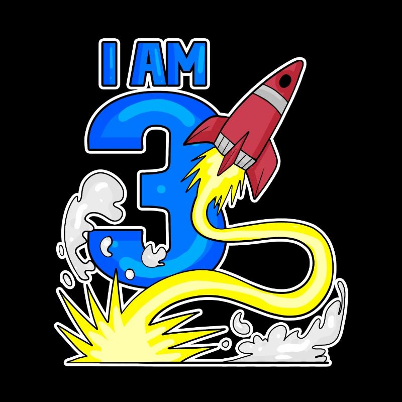 3 Birthday Boy Astronaut Rocket - Trois ans