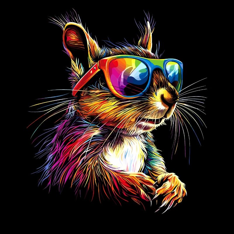 Squirrel Headphones Colorful Pop Art DJ Squirrel
