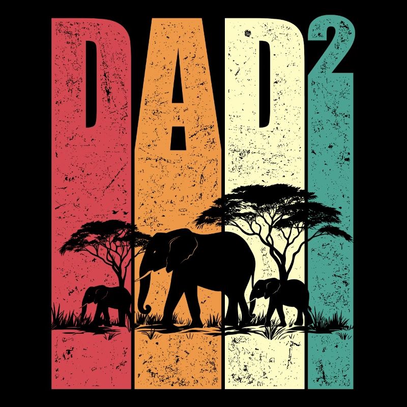 Dad Up Two Elephants Safari Retro Gift