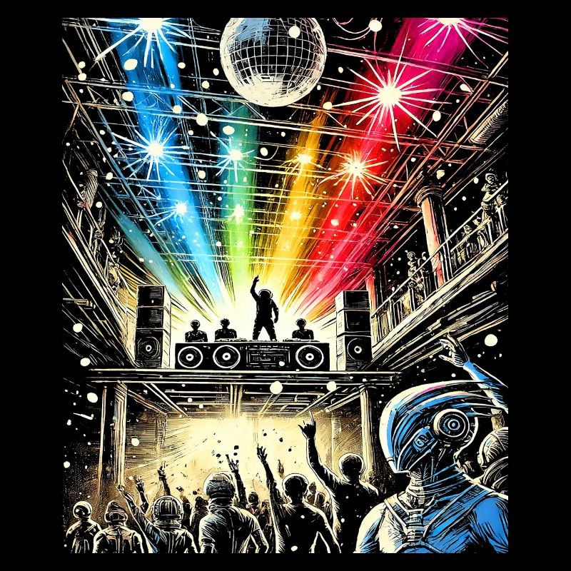 Futuristic Alien DJ at Neon Dance Floor