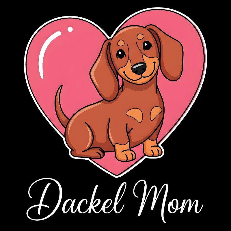 Motif de cœur de maman teckel style BD mignon