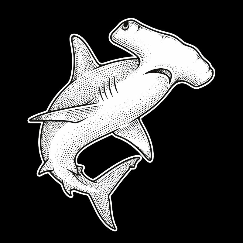 Hammerhead Shark Dot Illustration