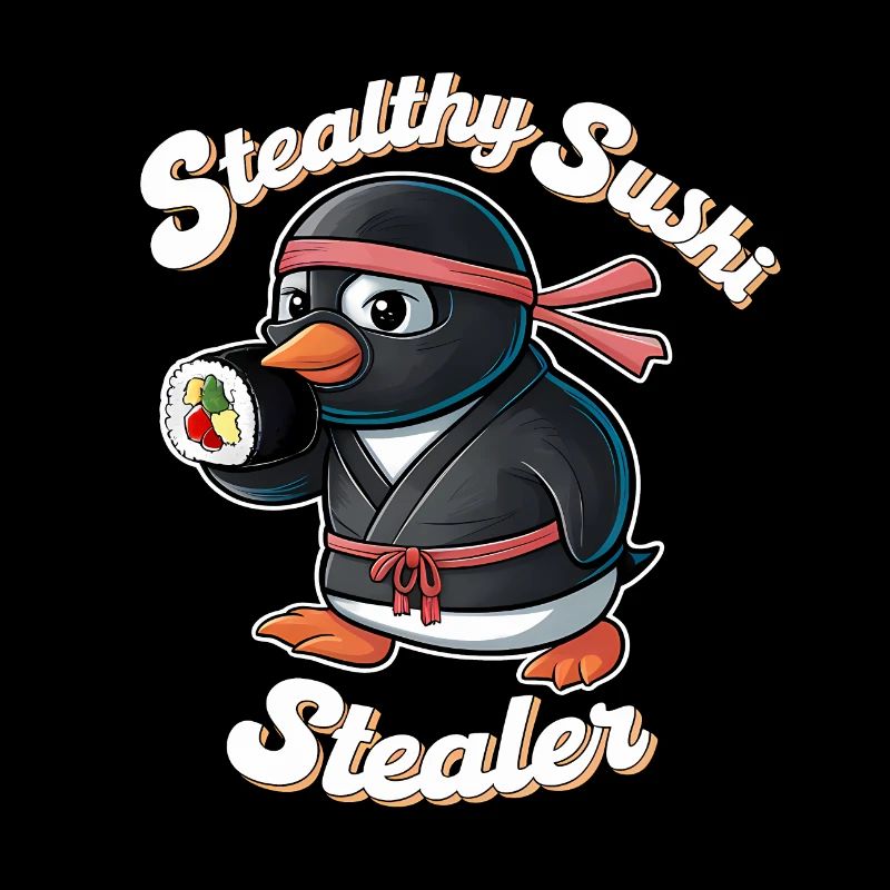 Pingouin ninja volant des sushis