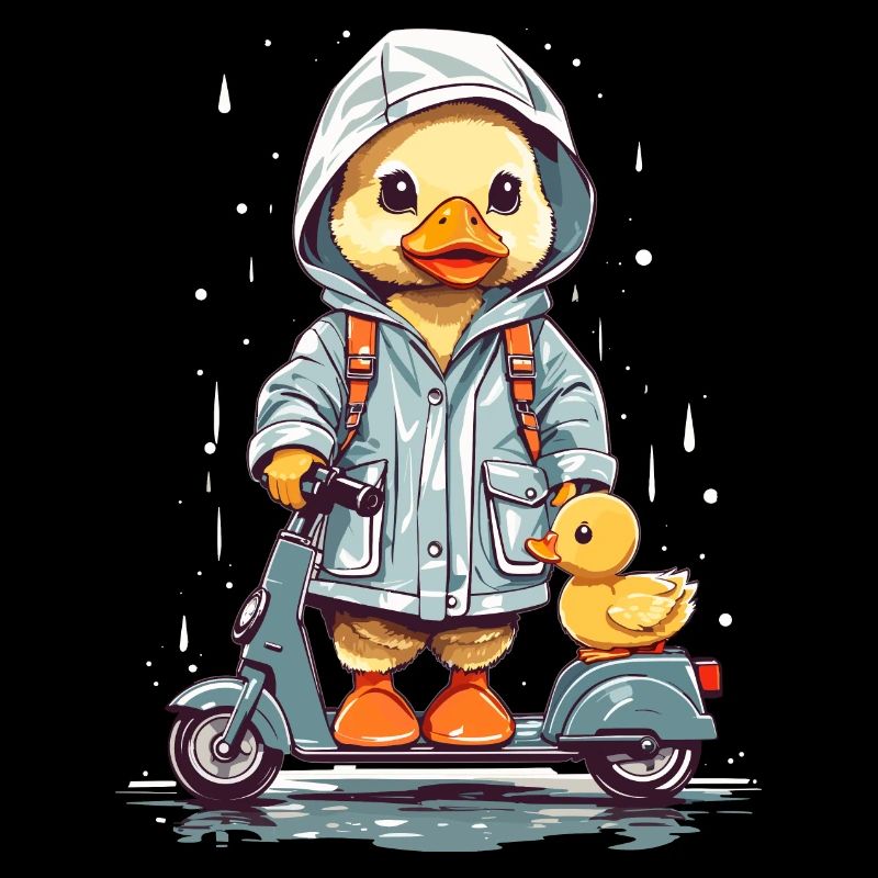 Cute duck with roller