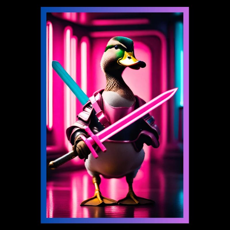 Neon Ninja Ente mit Lichtschwert