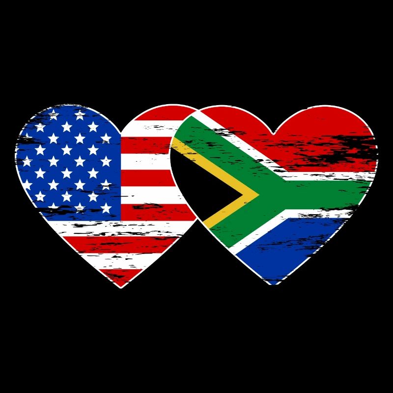 États-Unis Afrique du Sud drapeau coeur forme utilisé