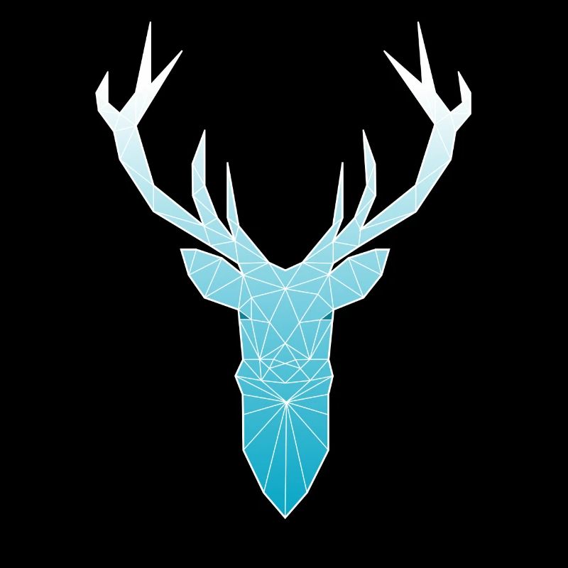Deer head in triangle design (light blue)