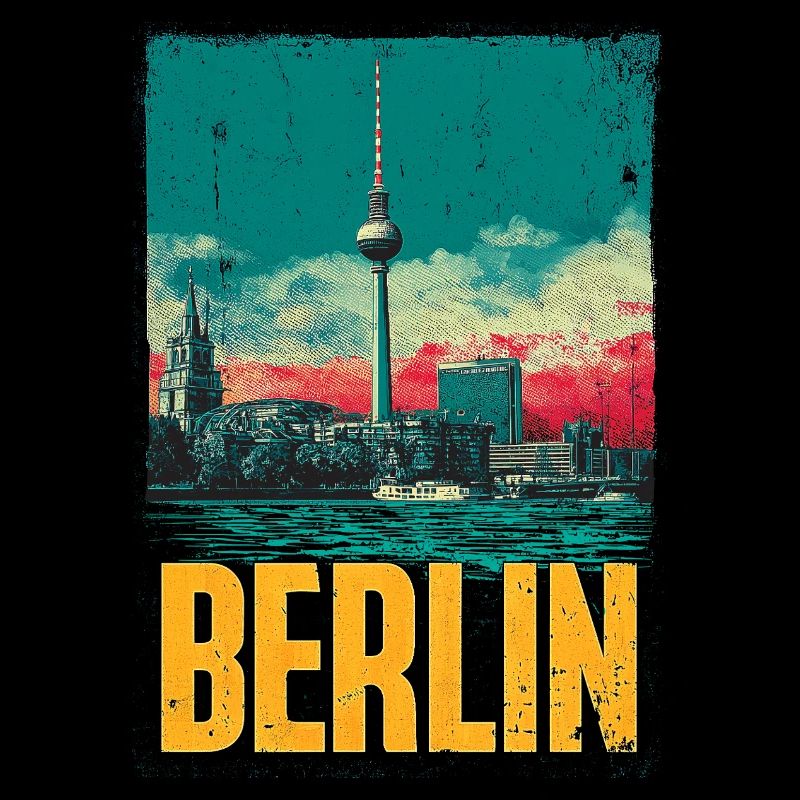 Berlin Skyline Vintage Print