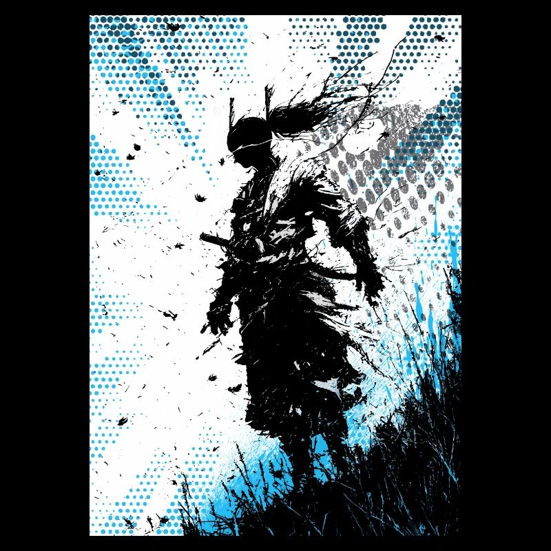 Blaue Halbton-Windkrieger-Silhouette