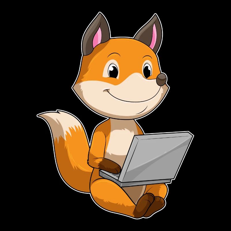 Fuchs avec ordinateur portable