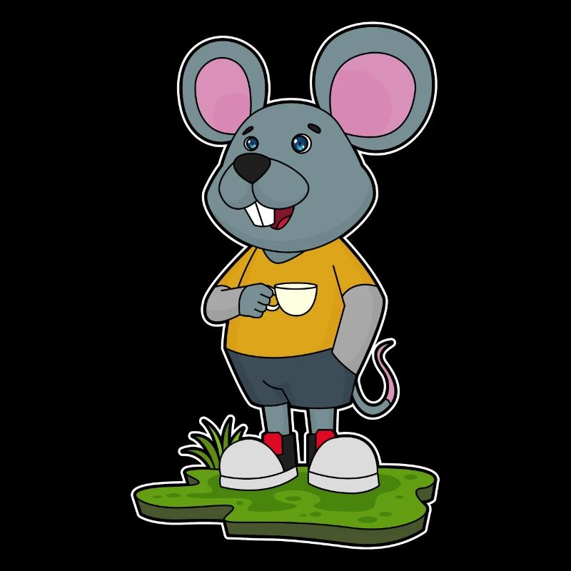 Maus mit Kaffeetasse
