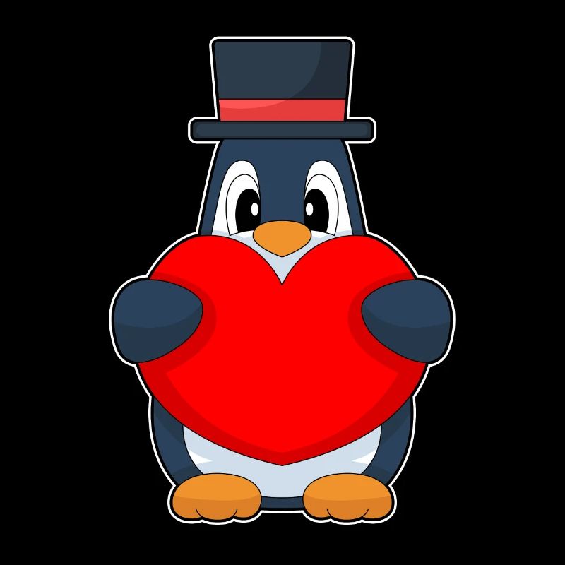 Pinguin Bräutigam Herz Hochzeit