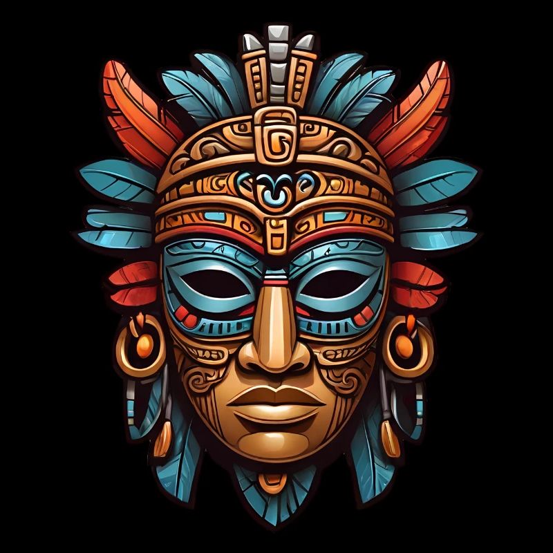 Sculpté orné aztèque, maya, masque inca