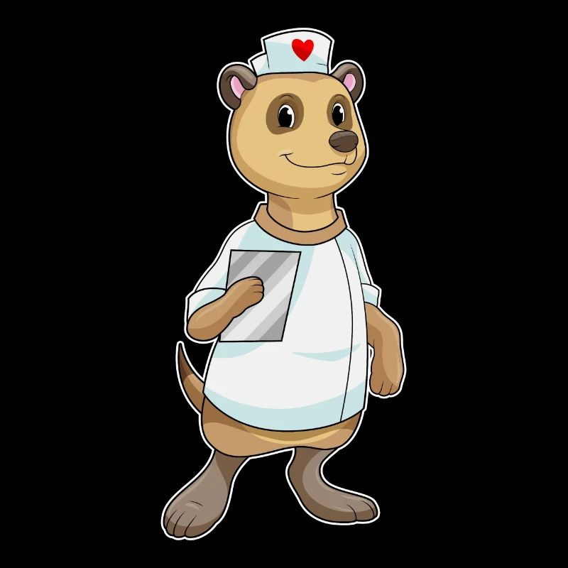 Erdmännchen als Krankenschwester mit Herz