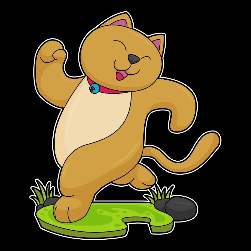 Chat avec collier en faisant du jogging