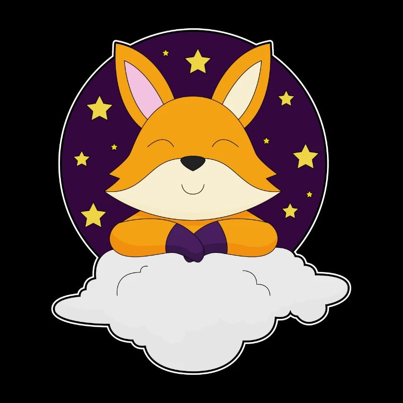 Fox, Night, Clouds, Stars