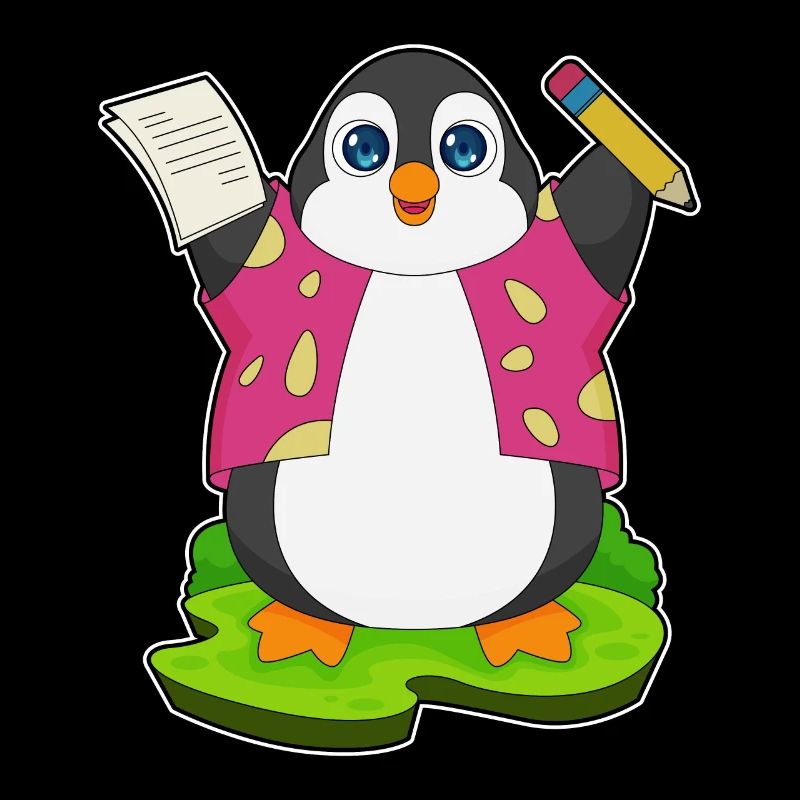 Pinguin Bleistift Papier Schule