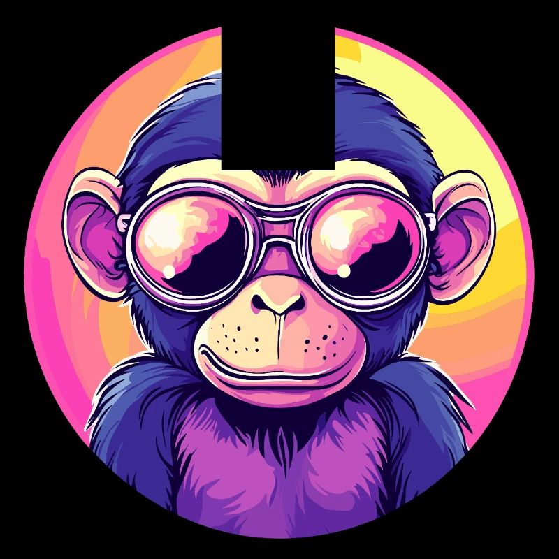 Neon Affe mit Sonnenbrille